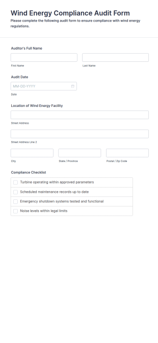 Wind Energy Compliance Audit Form Template