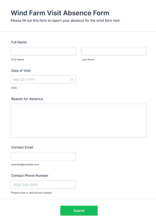 Wind Farm Visit Absence Form Template
