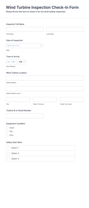 Wind Turbine Inspection Check In Form Template