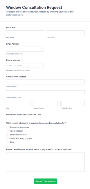 Window Consultation Request Form Template