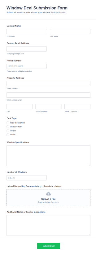 Window Deal Submission Form Template