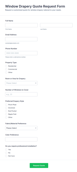 Window Drapery Quote Request Form Template