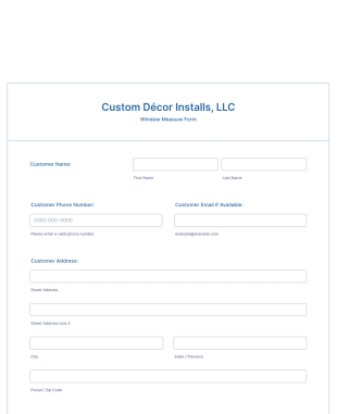 Window Measure Form Template