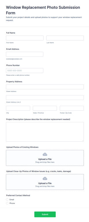 Window Replacement Photo Submission Form Template