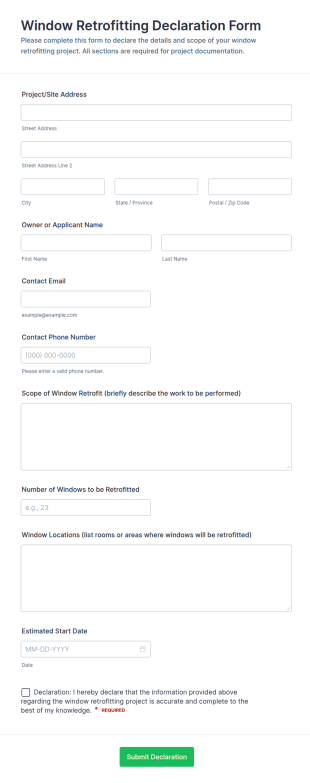 Window Retrofitting Declaration Form Template