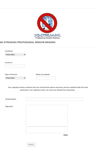 Window Wash Service Form Template