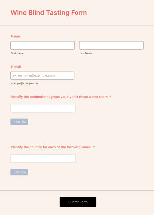 presentation of a survey Wine Blind Tasting Form Template