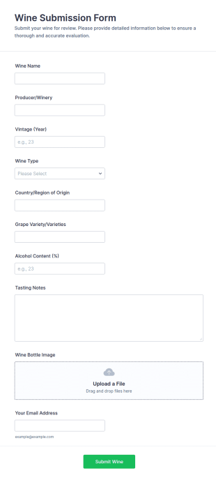 Wine Submission Form Template