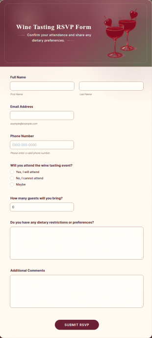 Wine Tasting RSVP Form Template