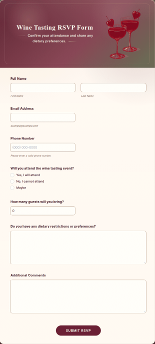 Wine Tasting RSVP Form Template
