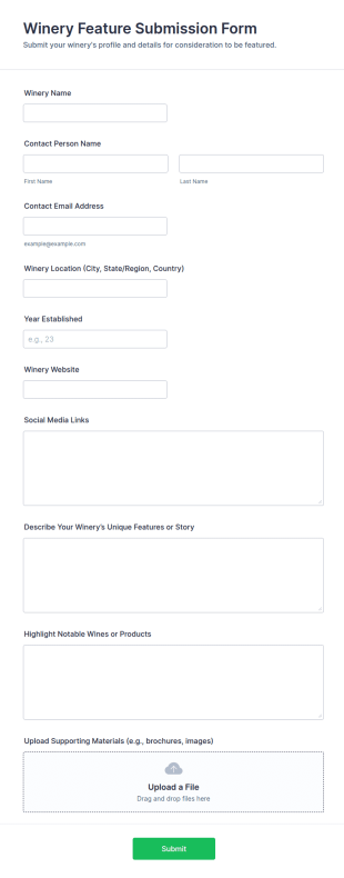 Winery Feature Submission Form Template