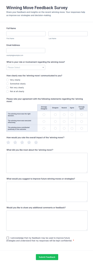 Winning Move Feedback Survey Form Template