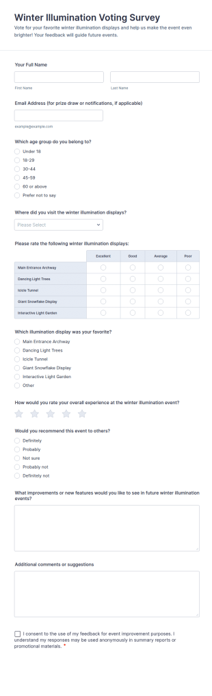 Winter Illumination Voting Survey Form Template