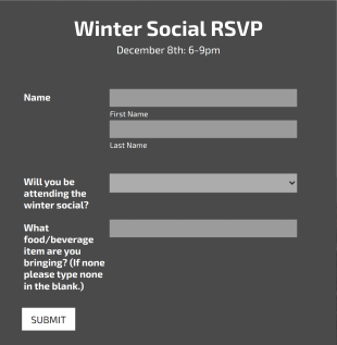 Winter Social RSVP Form Template
