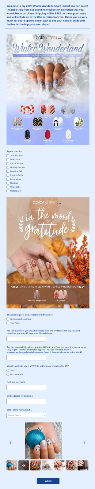 Winter Wonderland Nail Strip Pre Order Form Template