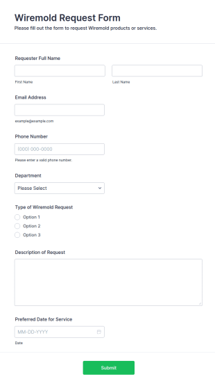 Wiremold Request Form Template