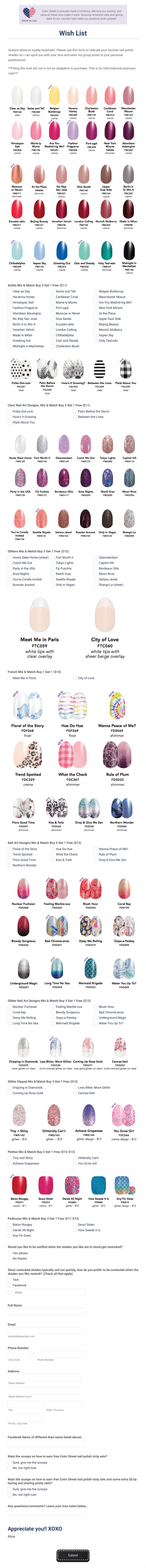 Wish List For A Queen Form Template