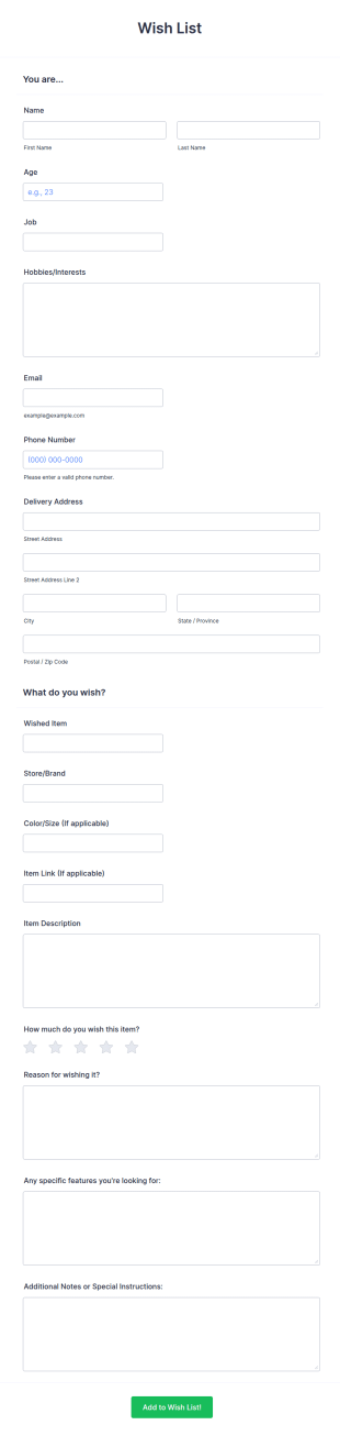 Wish List Template