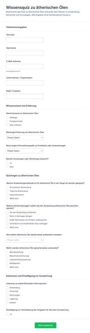Wissensquiz Zu ätherischen Ölen