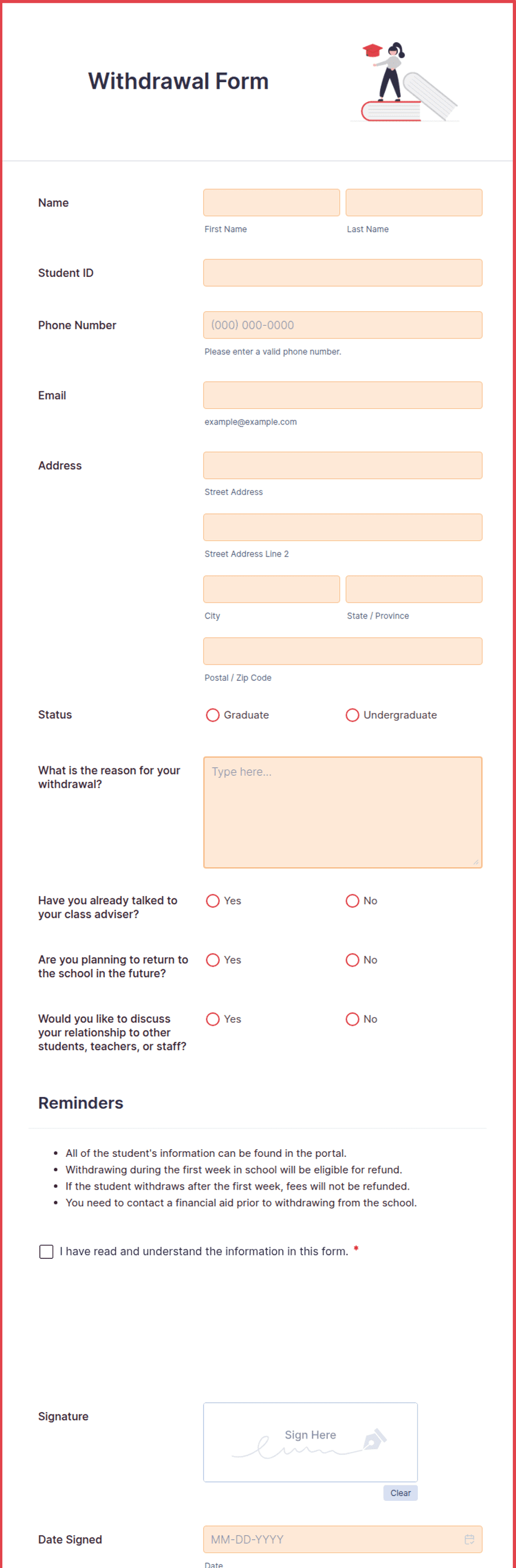 Tools Withdrawal Form Withdrawal Form Template | Jotform