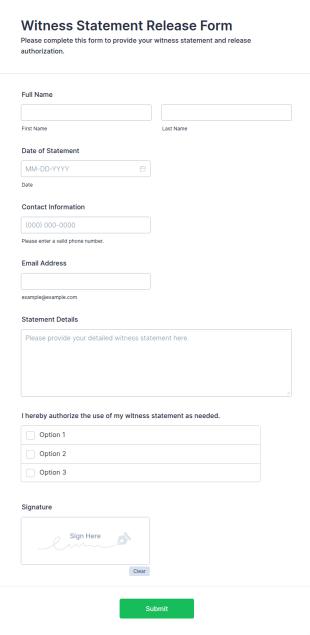 Witness Statement Release Form Template