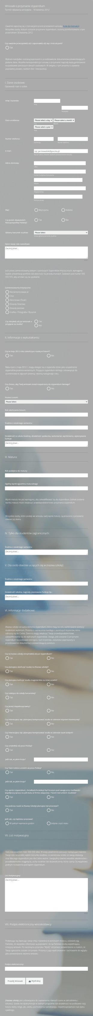 Wniosek O Stypendium