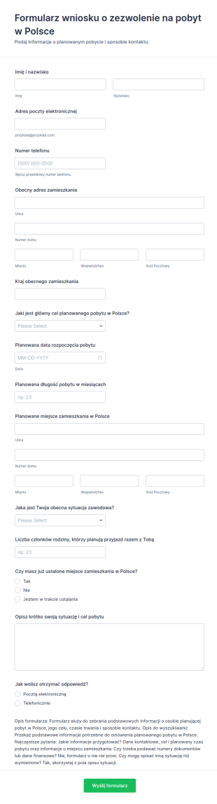 Wniosek O Zezwolenie Na Pobyt Form