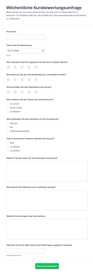 Wöchentliche Kursbewertungsumfrage
