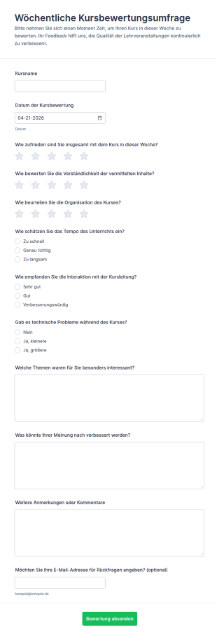 Wöchentliche Kursbewertungsumfrage