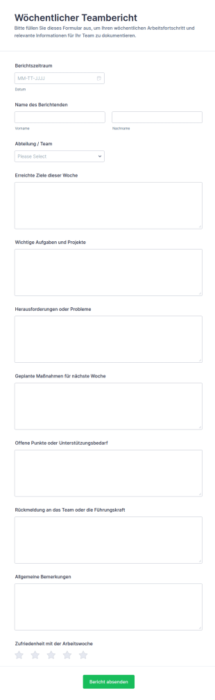 Wöchentlicher Bericht Formular 📋