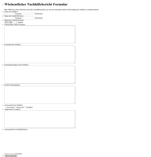 Wöchentlicher Nachhilfebericht Formular