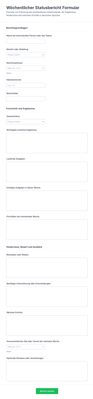 Wöchentlicher Statusbericht Fragebogen