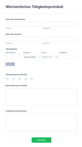 Wöchentliches Tätigkeitsprotokoll