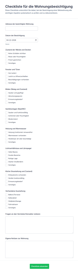 Wohnungsbesichtigung Checkliste Formular 🏢📝