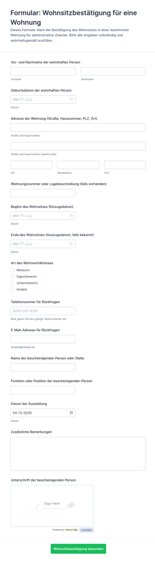 Wohnungsbewertungsformular