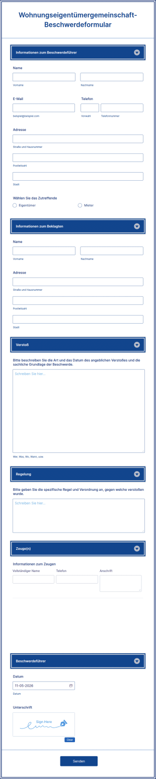 Wohnungseigentümergemeinschaft Beschwerdeformular