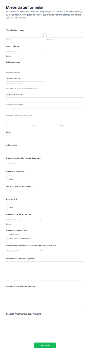 Wohnungsgeber Registrierungsumfrage