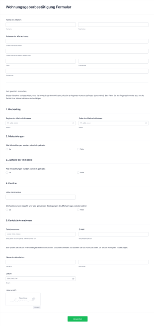 Wohnungsgeberbestätigung Formular