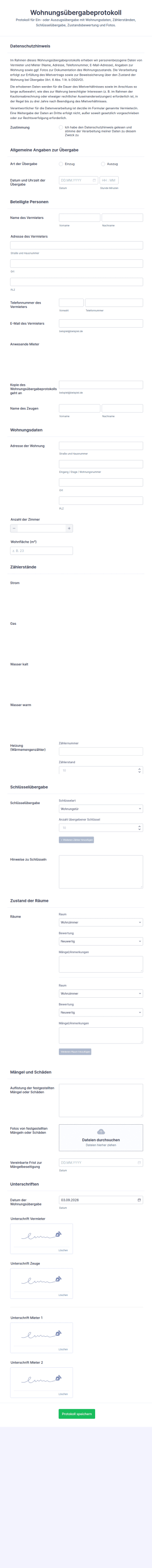Vorlage Wohnungsübergabeprotokoll