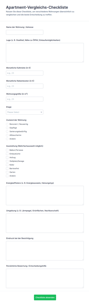 Wohnungsvergleich Checkliste Umfrage 🏘️