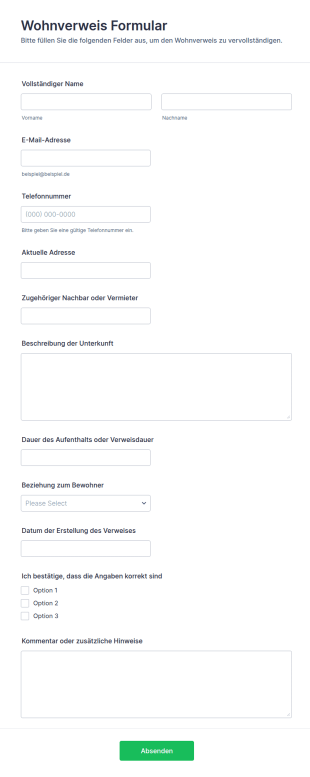 Wohnverweis Formular