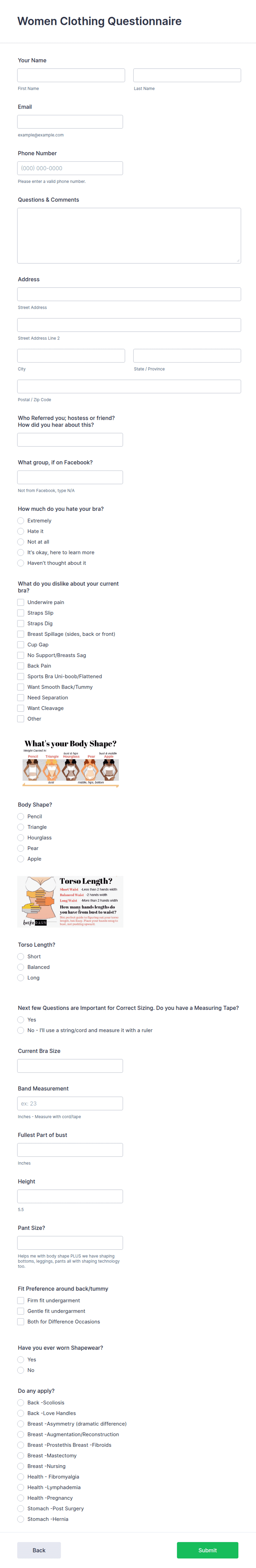Women Clothing Questionnaire Form Template | Jotform