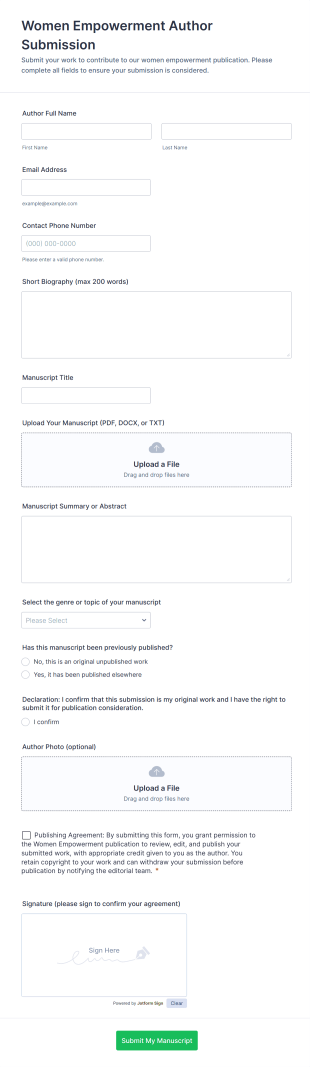 Women Empowerment Author Submission Form Template