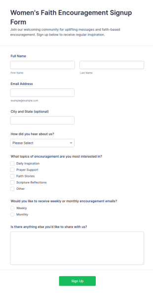 Women’s Faith Encouragement Signup Form Template
