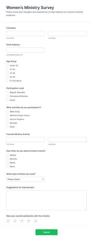 Women’s Ministry Survey Form Template
