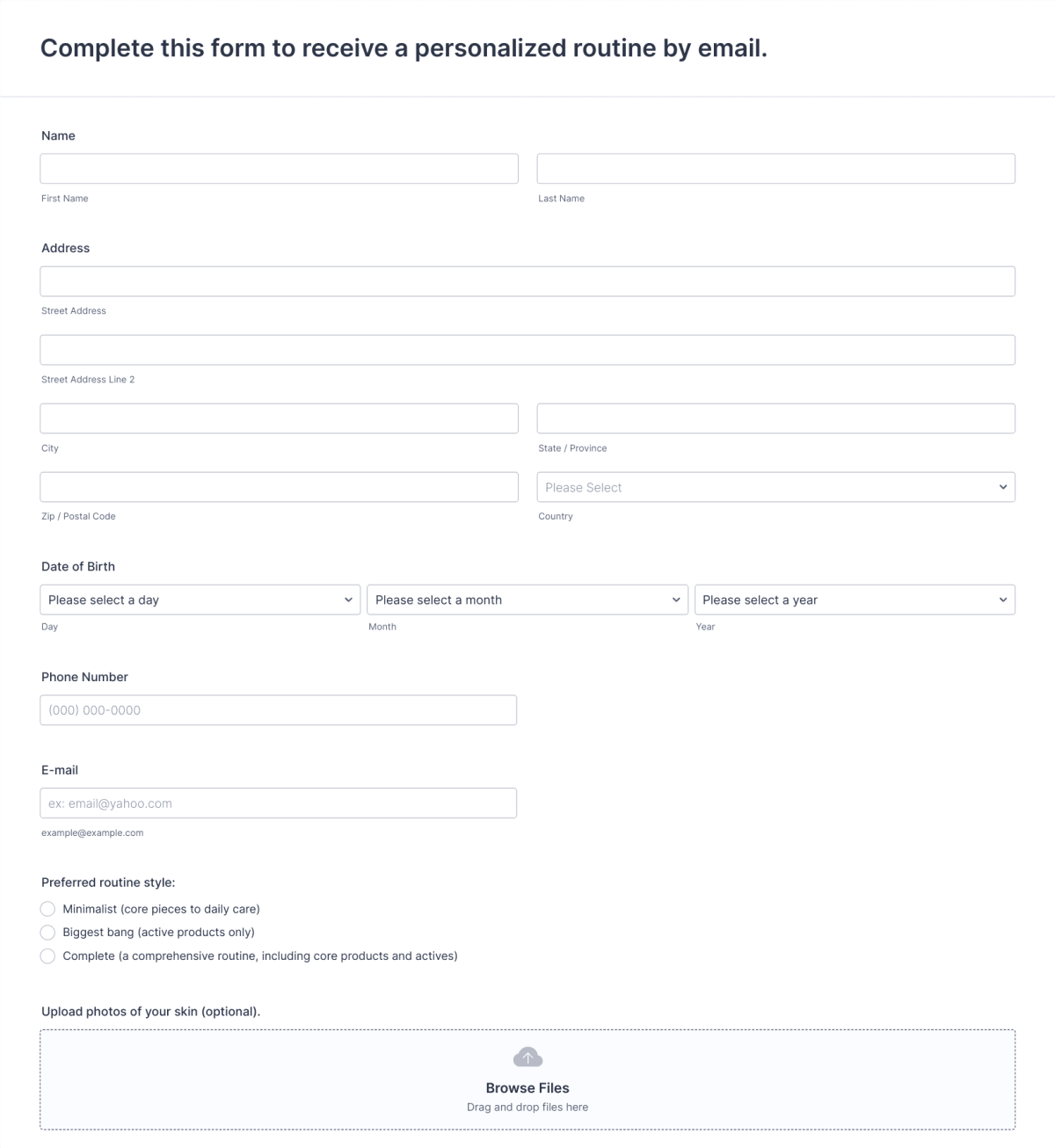 Wonder Custom Routine Form Template | Jotform