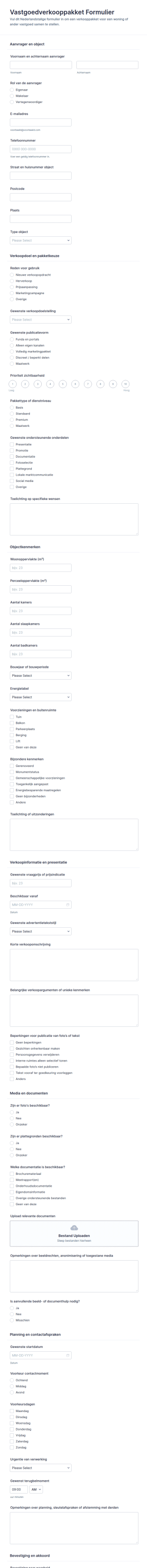Woningverkoopdossier Form