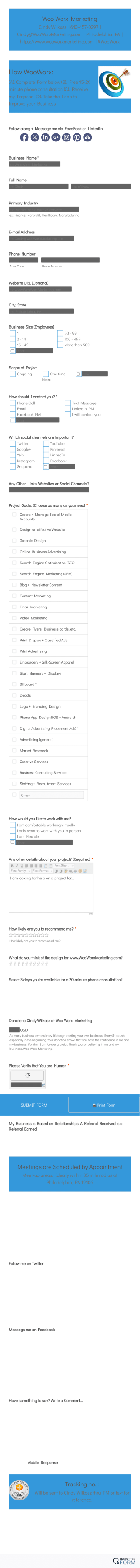 Woo Worx Marketing Services Form Template