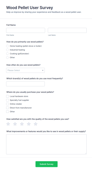 Wood Pellet User Survey Form Template