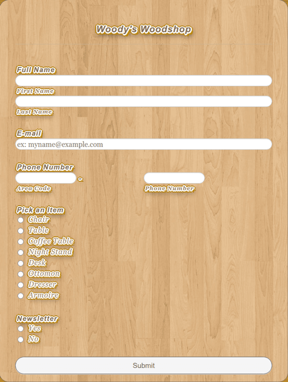 Custom Woodworking Design Form.pdf Woodshop Contact Form Template | Jotform